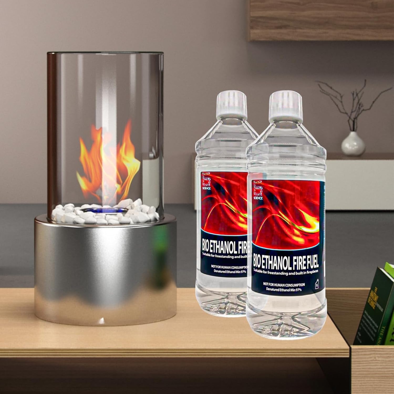 Premium Bioethanol Fuel, 2L Bio Ethanol Liquid Fuel for Fire Pits, Eco-friendly Renewable Energy for Bioethanol Fireplaces, High Purity Clean Burning for Stoves, Table Top Burners, 2 Pack