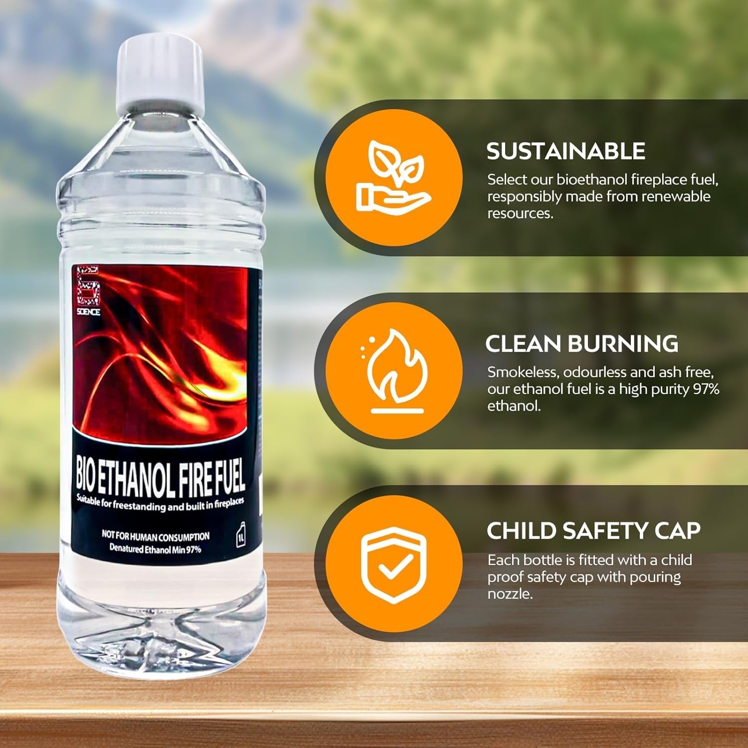 Premium Bioethanol Fuel, 2L Bio Ethanol Liquid Fuel for Fire Pits, Eco-friendly Renewable Energy for Bioethanol Fireplaces, High Purity Clean Burning for Stoves, Table Top Burners, 2 Pack