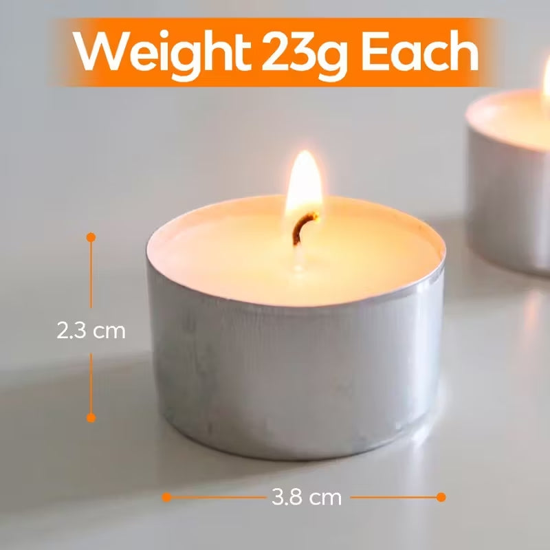100 Packs of 8-Hour Burning Tealight Candles, Unscented White Long-Lasting Cotton Wick Candles, Suitable for Holiday Decorations, Parties, and Home Decorations