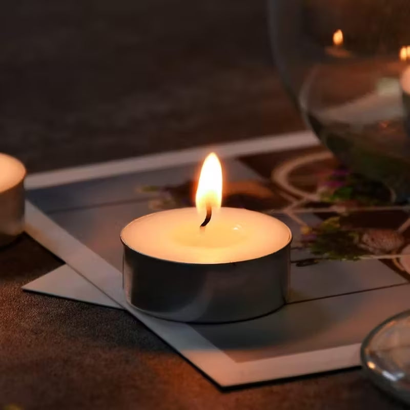 100 Packs of 8-Hour Burning Tealight Candles, Unscented White Long-Lasting Cotton Wick Candles, Suitable for Holiday Decorations, Parties, and Home Decorations