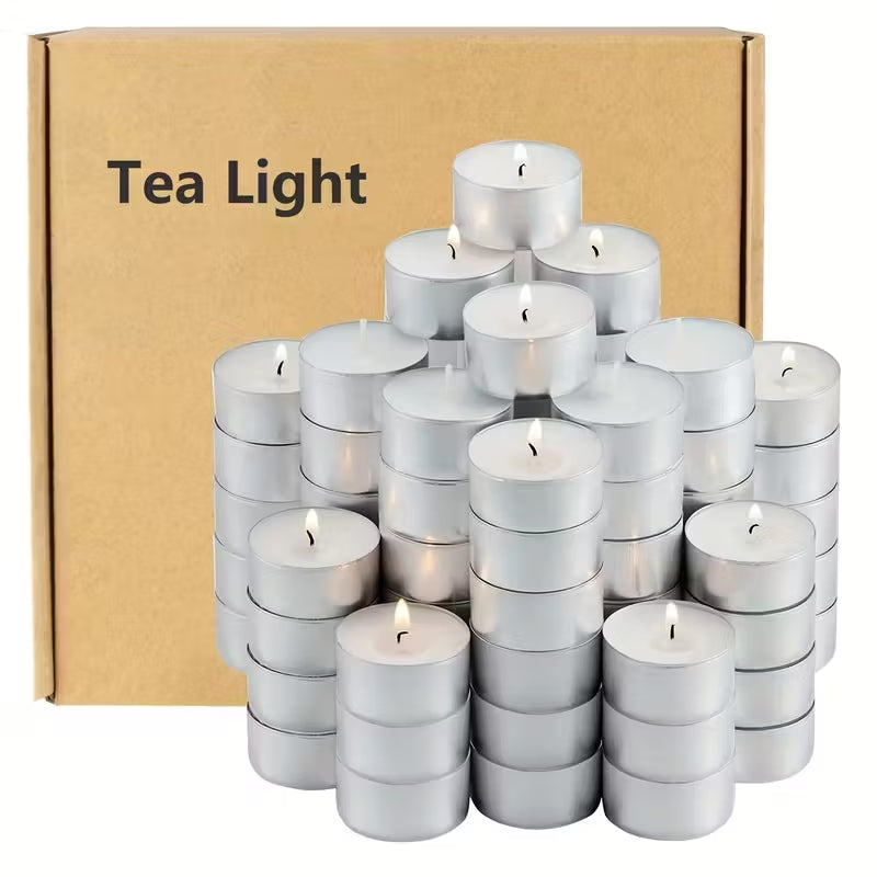100 Packs of 8-Hour Burning Tealight Candles, Unscented White Long-Lasting Cotton Wick Candles, Suitable for Holiday Decorations, Parties, and Home Decorations